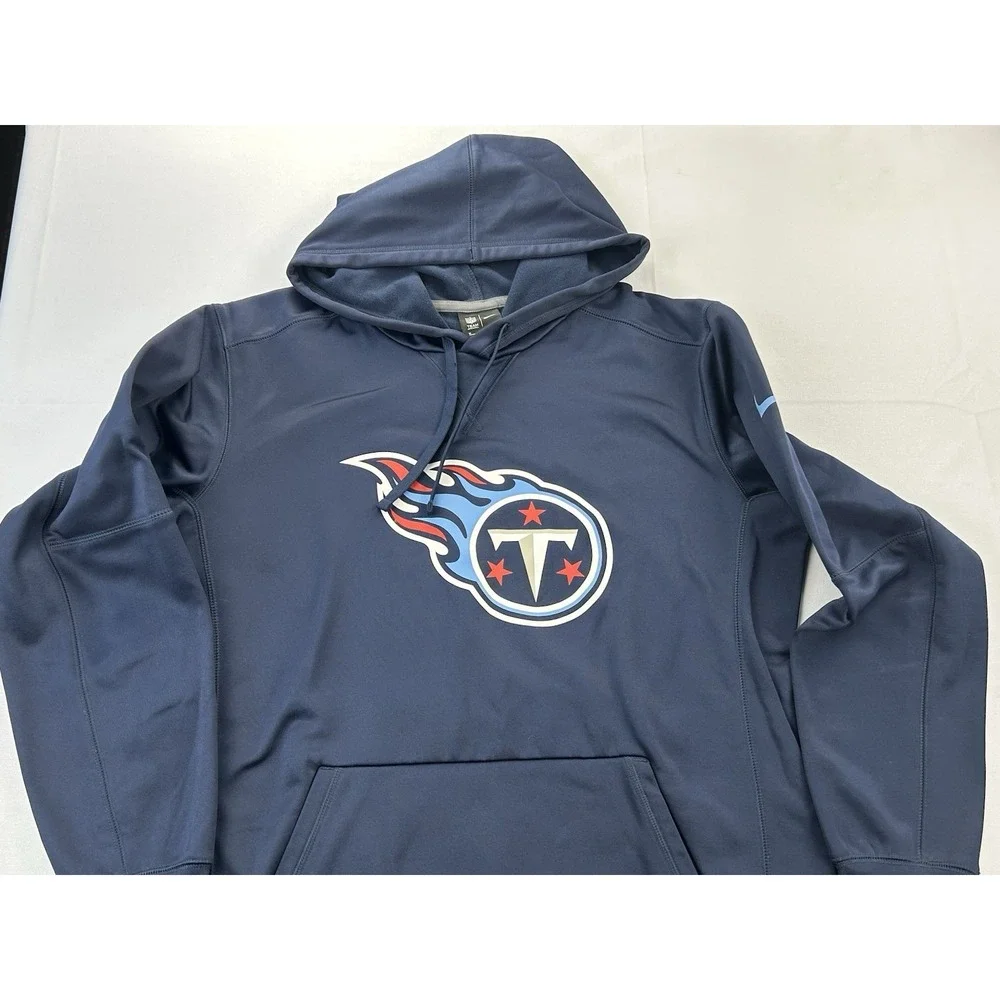 Nike NFL Tennessee Titans Therma Pullover Hoodie Navy Men's Medium Dri-FIT